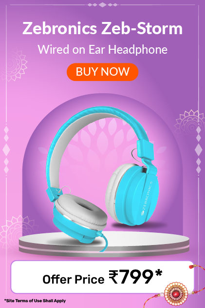 Zebronics Zeb-storm Wired on Ear Headphone with 3.5mm Jack, Built in Microphone for Calling, 1.5 Meter Cable, Soft Ear Cushion, Adjustable Headband, Foldable Ear Cups and Lightweight Design (blue)