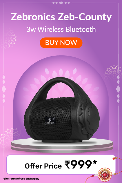 Zebronics Zeb-county 3w Wireless Bluetooth Portable Speaker with Supporting Carry Handle, Usb, Sd Card, Aux, Fm & Call Function. (black)