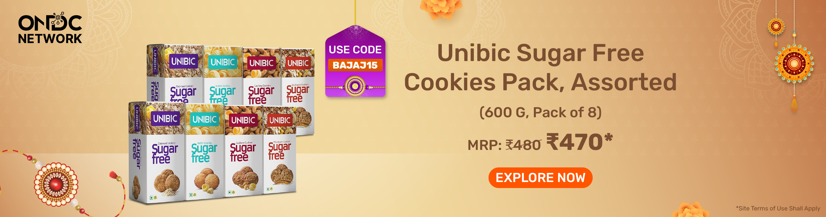 Unibic Sugar Free Cookies Pack, Assorted (600 G, Pack of 8)