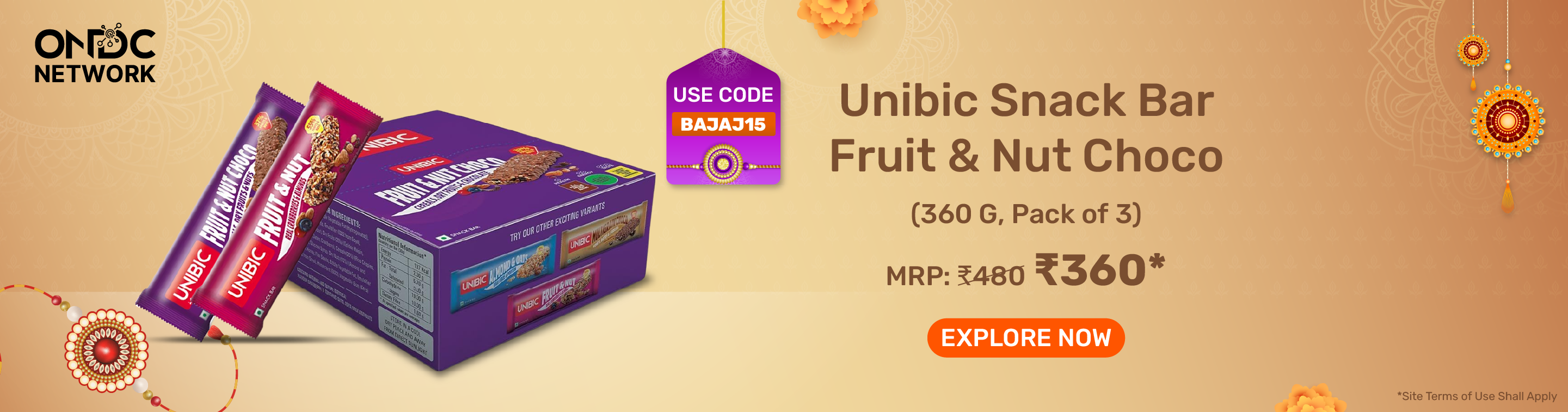 Unibic Snack Bar Fruit & Nut Choco, Pk of 12, 360gms
