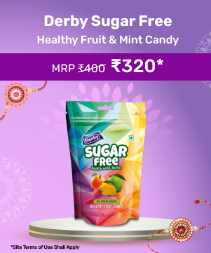 Derby Sugar Free Healthy Fruit & Mint Candy, No Sugar Added, Assorted Flavours (mint, Mango, Strawberry, Kacha Kairy, Orange) Pack of 4 Each Pack 80gm
